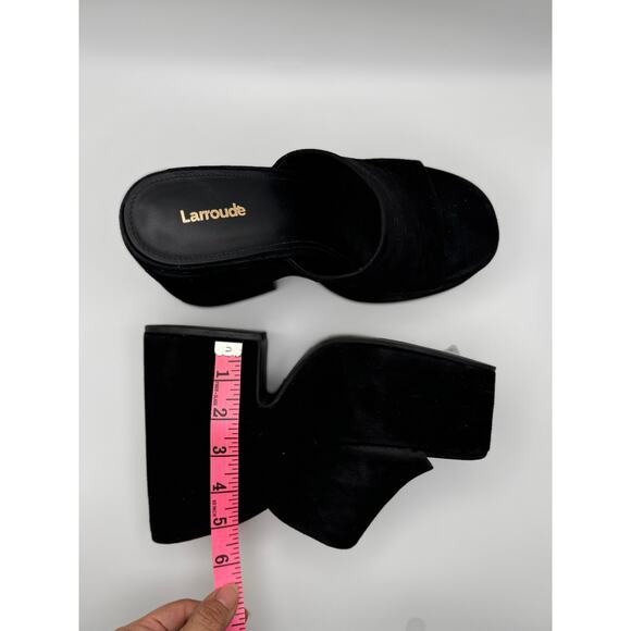 Larroudé black retro Wanda Suede Platform Mules size 8 Y2k chunky heel - Picture 7 of 13